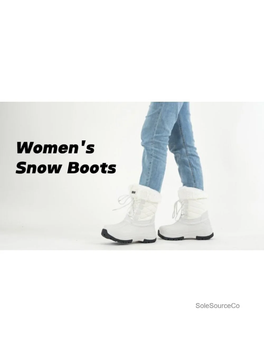 Women's Waterproof Faux Fur Lined Mid Calf Snow Boots Anti-Slip Winter